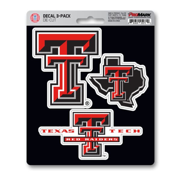 Texas Tech Red Raiders 3 Piece Decal Sticker Set 1