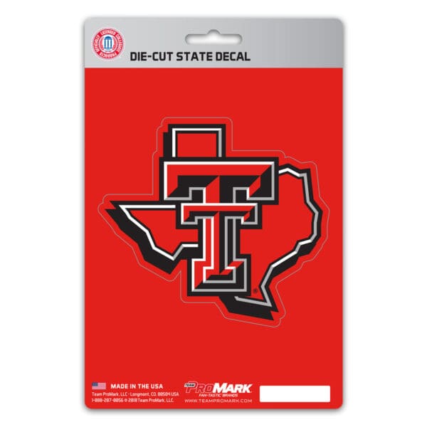 Texas Tech Red Raiders Team State Shape Decal Sticker 1