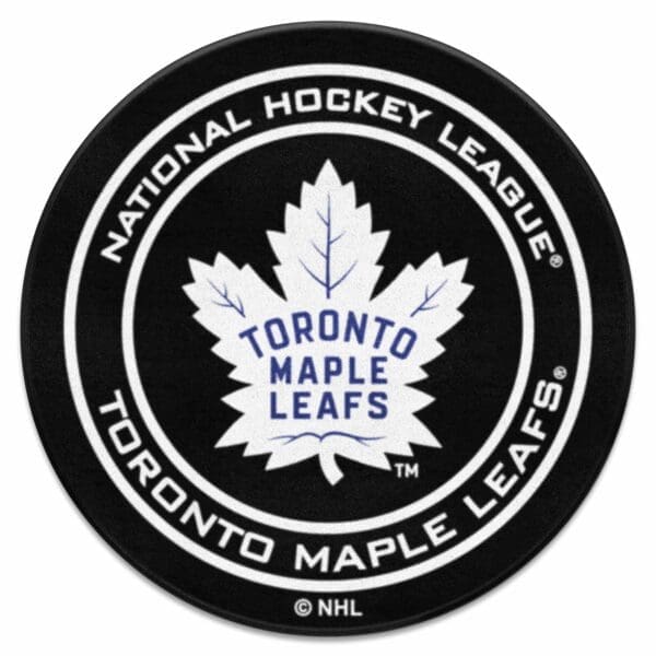 Toronto Maple Leafs Hockey Puck Rug 27in. Diameter 10283 1 scaled