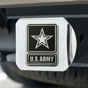 U.S. Army Chrome Metal Hitch Cover with Chrome Metal 3D Emblem-15691