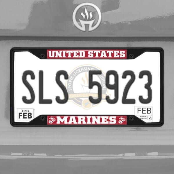 U.S. Marines Metal License Plate Frame Black Finish-31295