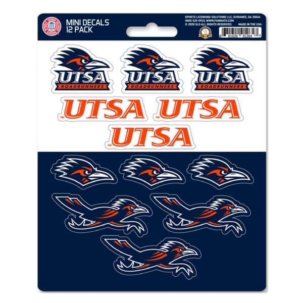 UTSA Roadrunners 12 Count Mini Decal Sticker Pack 1 scaled