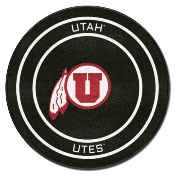 Utah Hockey Puck Rug 27in. Diameter 1 scaled