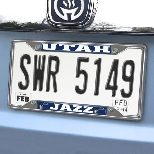 Utah Jazz Chrome Metal License Plate Frame