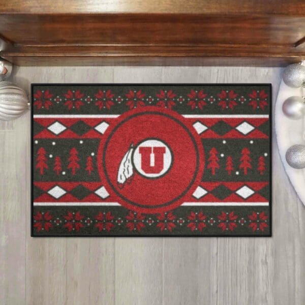 Utah Utes Holiday Sweater Starter Mat Accent Rug - 19in. x 30in.