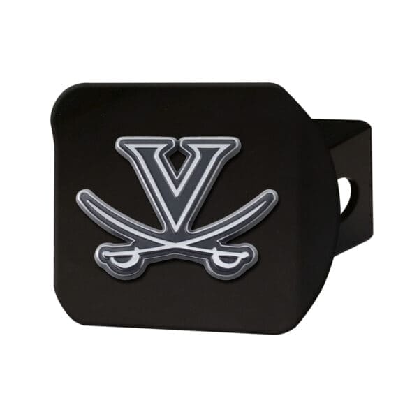 Virginia Cavaliers Black Metal Hitch Cover with Metal Chrome 3D Emblem 1
