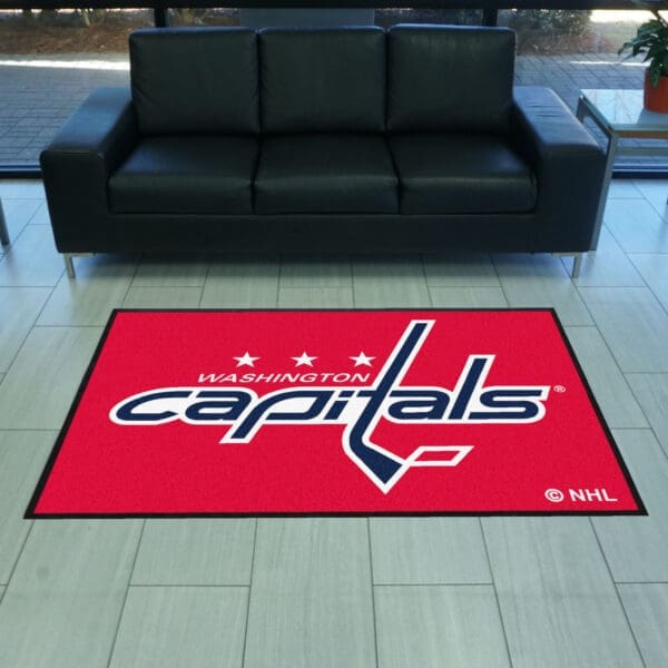 Washington Capitals 4X6 High-Traffic Mat with Durable Rubber Backing - Landscape Orientation-12889