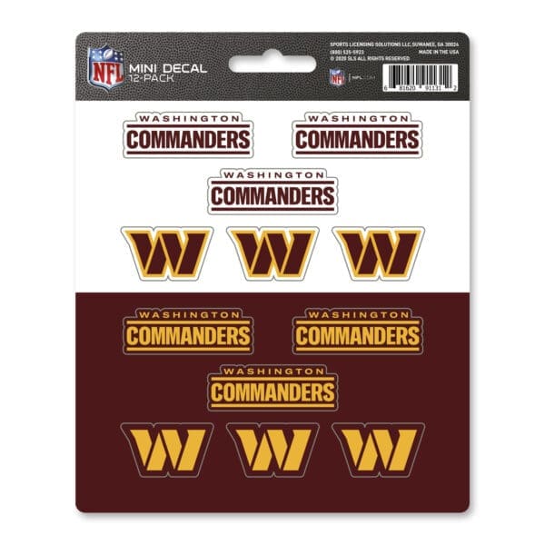 Washington Commanders Commanders 12 Count Mini Decal Sticker Pack 1