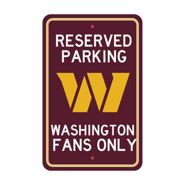 Washington Commanders Commanders Team Color Reserved Parking Sign Decor 18in. X 11.5in. Lightweight 1