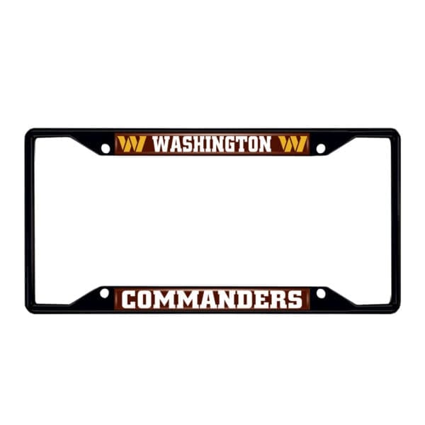 Washington Commanders Metal License Plate Frame Black Finish 1