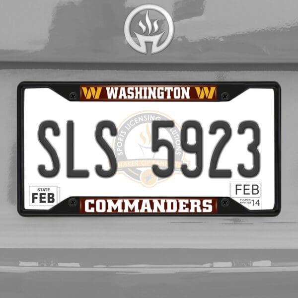 Washington Commanders Metal License Plate Frame Black Finish