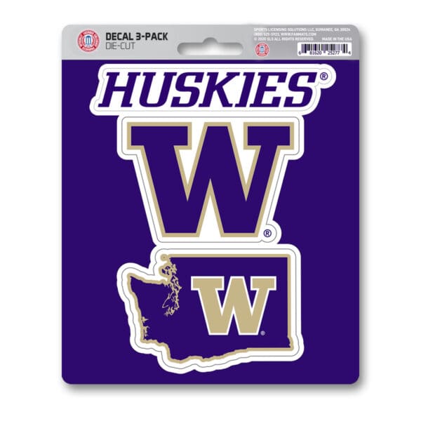 Washington Huskies 3 Piece Decal Sticker Set 1