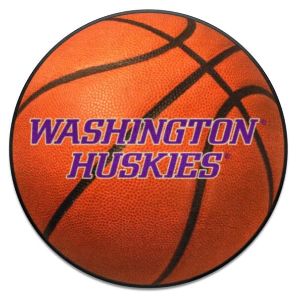 Washington Huskies Basketball Rug 27in. Diameter 1 1 scaled