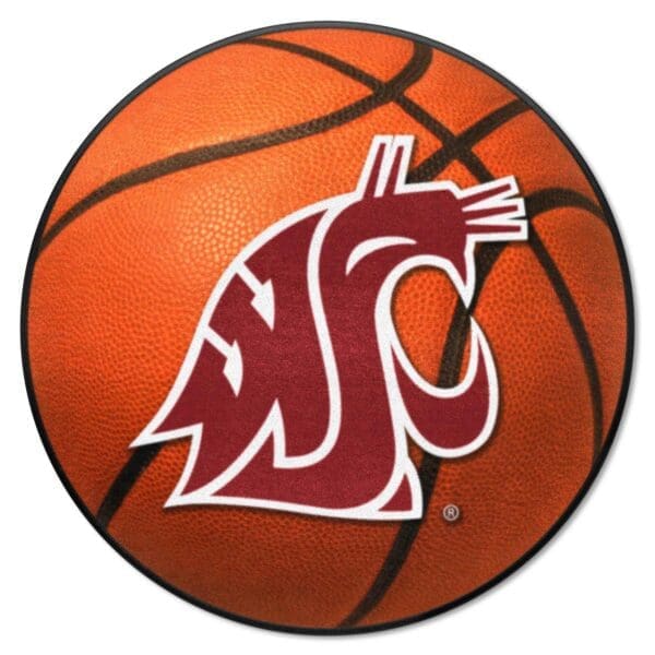 Washington State Cougars Basketball Rug 27in. Diameter 1 scaled