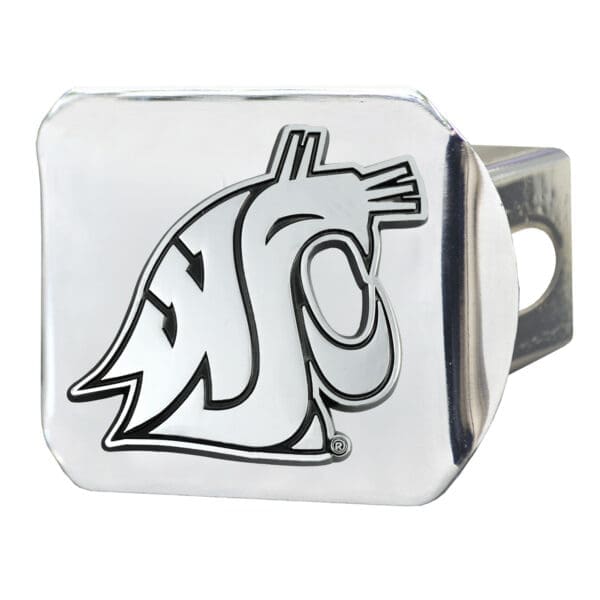 Washington State Cougars Chrome Metal Hitch Cover with Chrome Metal 3D Emblem 1