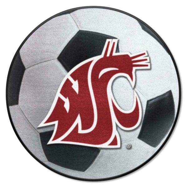 Washington State Cougars Soccer Ball Rug 27in. Diameter 1 scaled