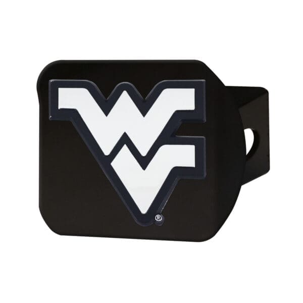 West Virginia Mountaineers Black Metal Hitch Cover with Metal Chrome 3D Emblem 1