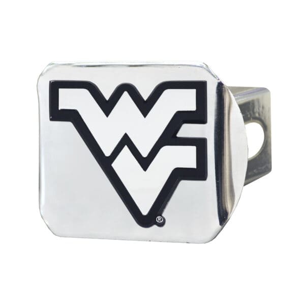 West Virginia Mountaineers Chrome Metal Hitch Cover with Chrome Metal 3D Emblem 1