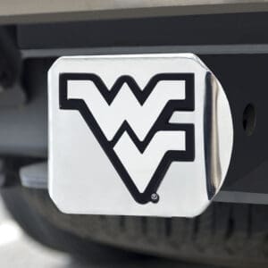 West Virginia Mountaineers Chrome Metal Hitch Cover with Chrome Metal 3D Emblem