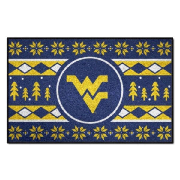 West Virginia Mountaineers Holiday Sweater Starter Mat Accent Rug 19in. x 30in 1 scaled