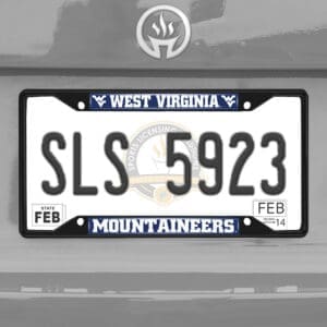 West Virginia Mountaineers Metal License Plate Frame Black Finish