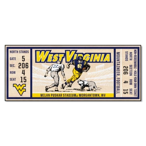 West Virginia Mountaineers Ticket Runner Rug 30in. x 72in 1 scaled