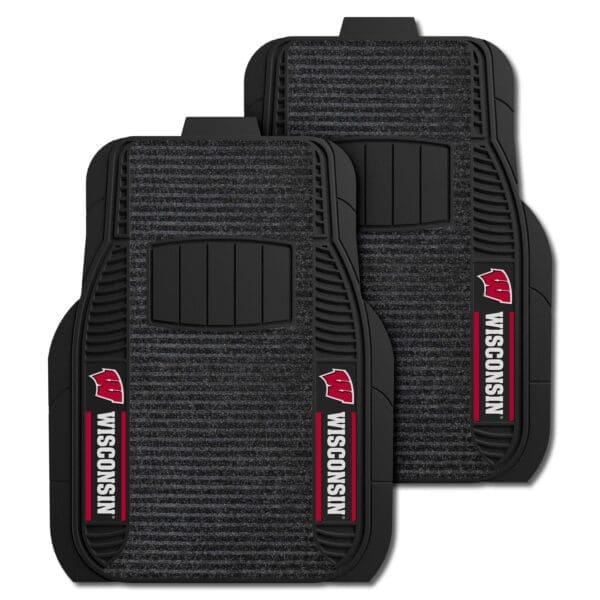 Wisconsin Badgers 2 Piece Deluxe Car Mat Set 1 scaled