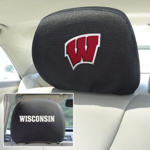Wisconsin Badgers Embroidered Head Rest Cover Set - 2 Pieces