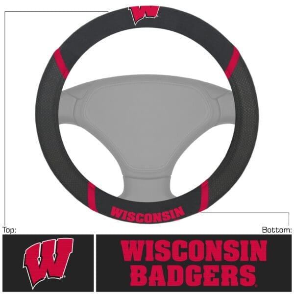 Wisconsin Badgers Embroidered Steering Wheel Cover 1