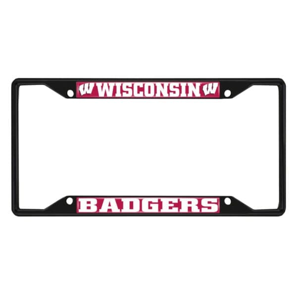 Wisconsin Badgers Metal License Plate Frame Black Finish 1
