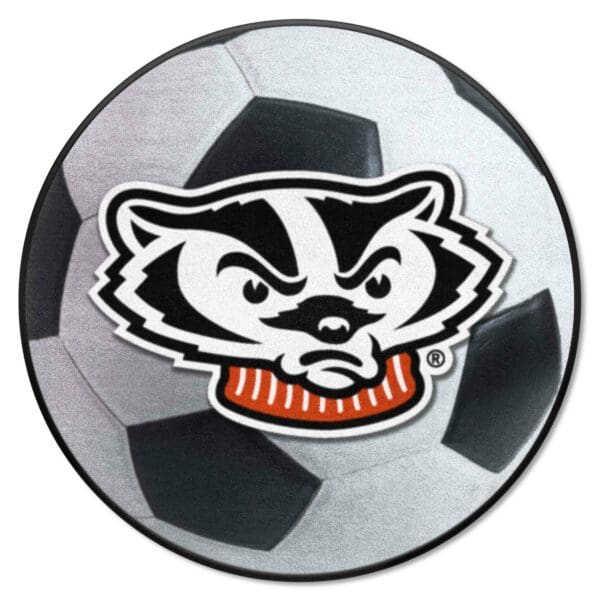 Wisconsin Badgers Soccer Ball Rug 27in. Diameter 1 1 scaled
