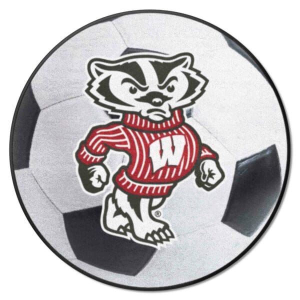 Wisconsin Badgers Soccer Ball Rug 27in. Diameter 1 2 scaled