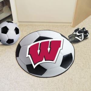 Wisconsin Badgers Soccer Ball Rug - 27in. Diameter