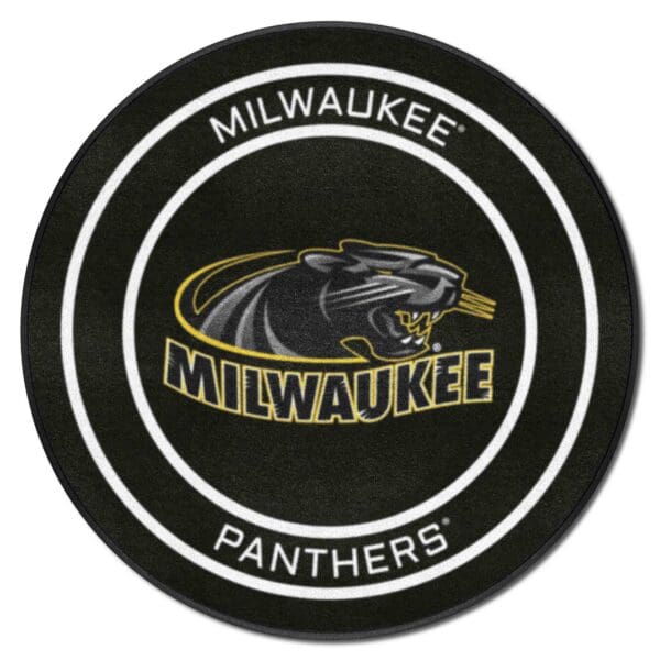 Wisconsin Milwaukee Hockey Puck Rug 27in. Diameter 1 1 scaled