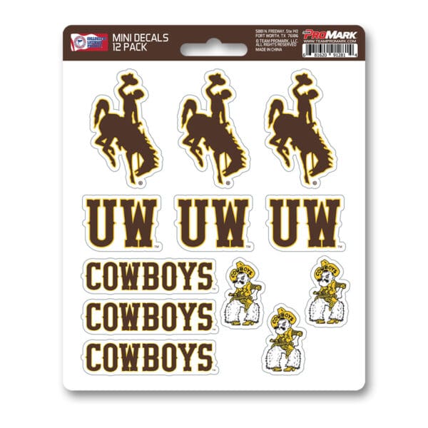 Wyoming Cowboys 12 Count Mini Decal Sticker Pack 1 1