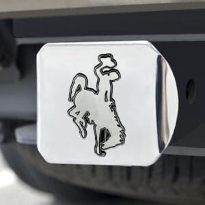 Wyoming Cowboys Chrome Metal Hitch Cover with Chrome Metal 3D Emblem