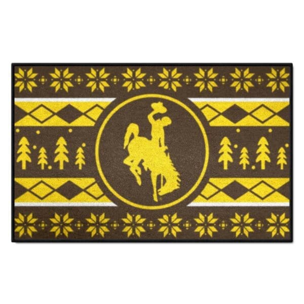Wyoming Cowboys Holiday Sweater Starter Mat Accent Rug 19in. x 30in 1 scaled