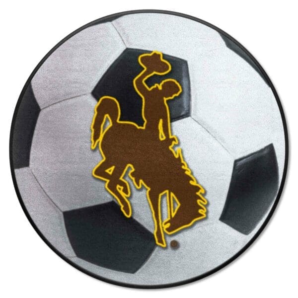Wyoming Cowboys Soccer Ball Rug 27in. Diameter 1 scaled